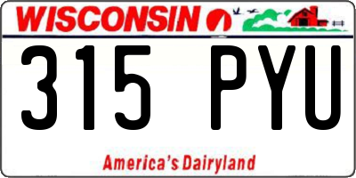 WI license plate 315PYU