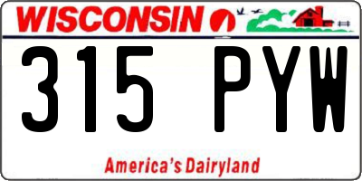WI license plate 315PYW