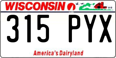 WI license plate 315PYX