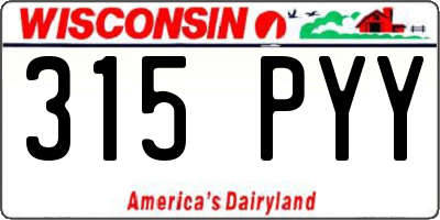 WI license plate 315PYY
