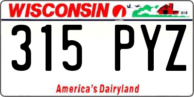 WI license plate 315PYZ