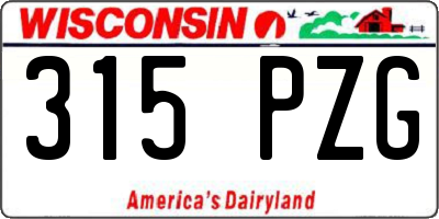 WI license plate 315PZG