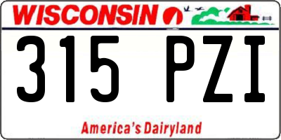WI license plate 315PZI