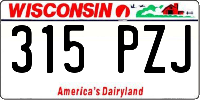 WI license plate 315PZJ