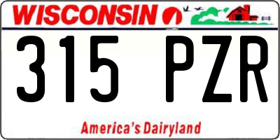WI license plate 315PZR
