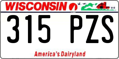 WI license plate 315PZS
