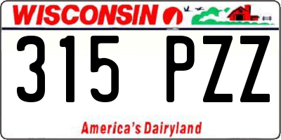 WI license plate 315PZZ