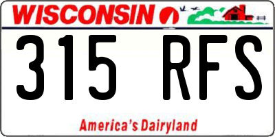 WI license plate 315RFS