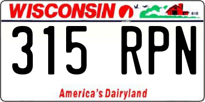 WI license plate 315RPN