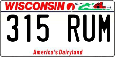 WI license plate 315RUM