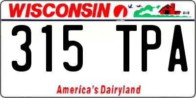 WI license plate 315TPA
