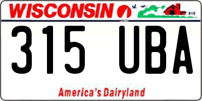 WI license plate 315UBA