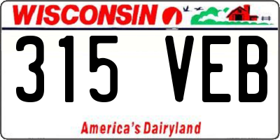 WI license plate 315VEB