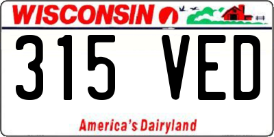 WI license plate 315VED