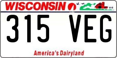 WI license plate 315VEG