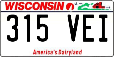 WI license plate 315VEI