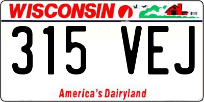 WI license plate 315VEJ