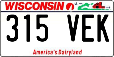 WI license plate 315VEK