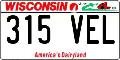 WI license plate 315VEL