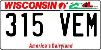 WI license plate 315VEM