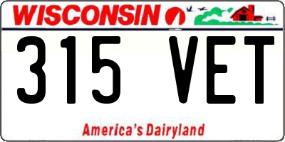 WI license plate 315VET