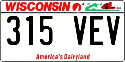 WI license plate 315VEV