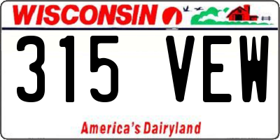 WI license plate 315VEW