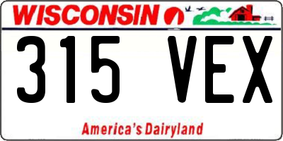 WI license plate 315VEX