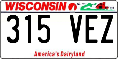 WI license plate 315VEZ