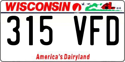 WI license plate 315VFD