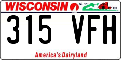 WI license plate 315VFH