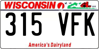 WI license plate 315VFK