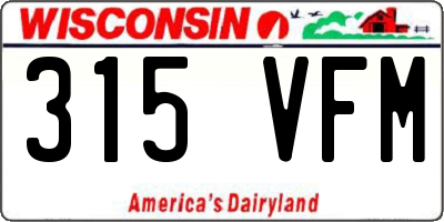 WI license plate 315VFM