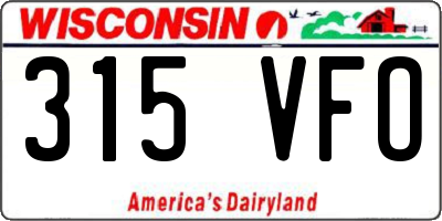 WI license plate 315VFO