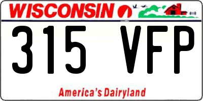 WI license plate 315VFP