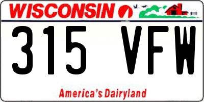 WI license plate 315VFW