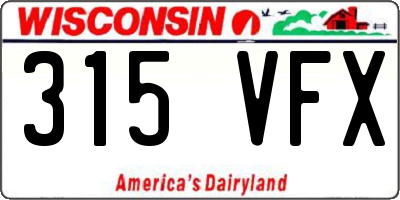 WI license plate 315VFX