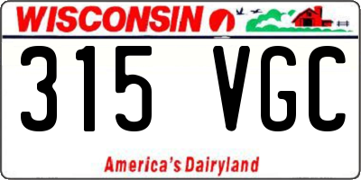 WI license plate 315VGC