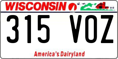 WI license plate 315VOZ