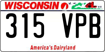 WI license plate 315VPB