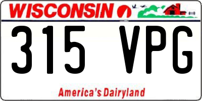 WI license plate 315VPG