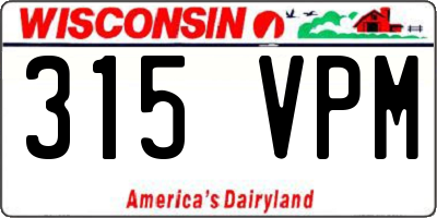 WI license plate 315VPM