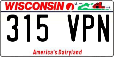 WI license plate 315VPN