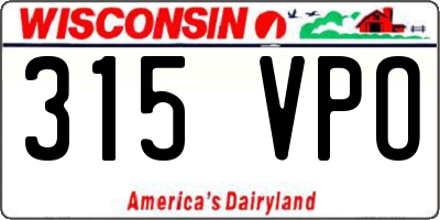 WI license plate 315VPO