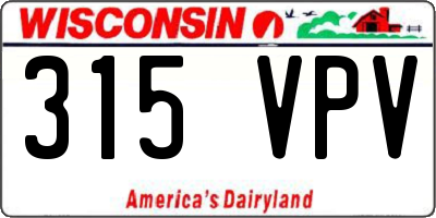 WI license plate 315VPV