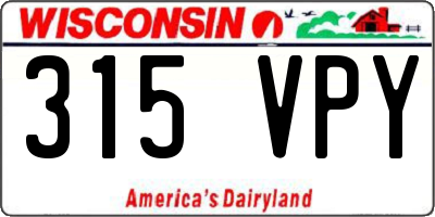 WI license plate 315VPY