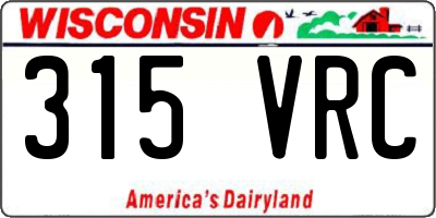WI license plate 315VRC
