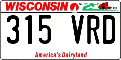 WI license plate 315VRD