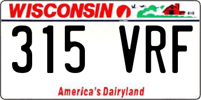 WI license plate 315VRF