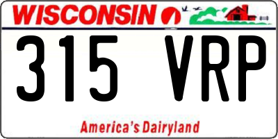 WI license plate 315VRP